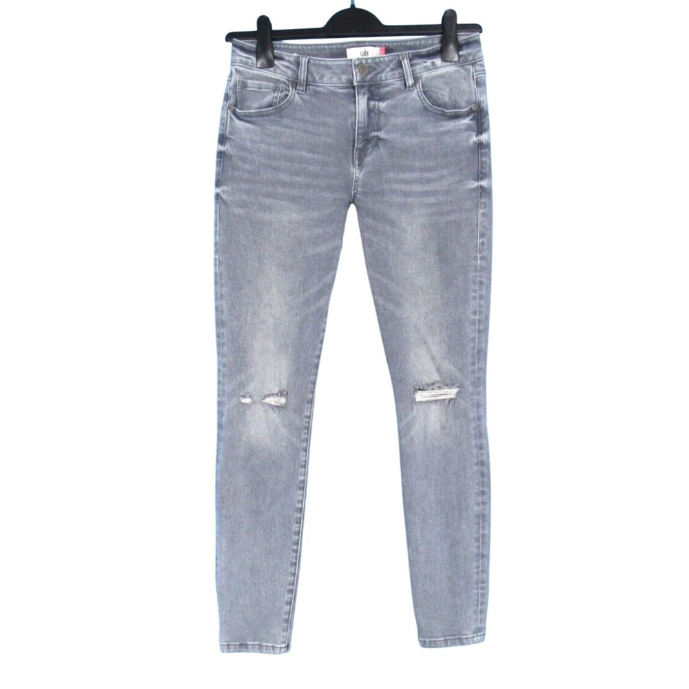CABI JEANS #3939 High-Rise Skinny GRAY WASH Destroyed/Distressed STRETCH DENIM 4